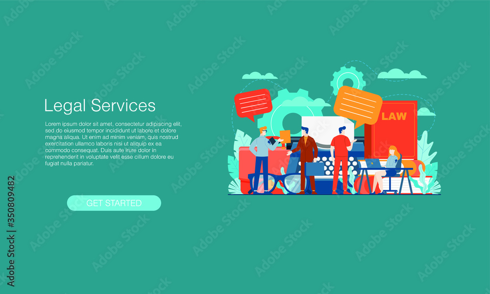 Fototapeta premium legal service consultation vector illustration concept template background can be use for presentation web banner UI UX landing page