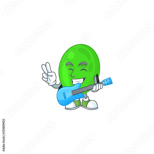 Cocci cartoon character style plays music with a guitar
