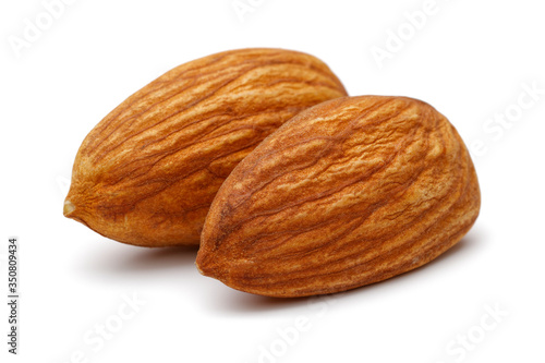 Group of almonds isolated on white