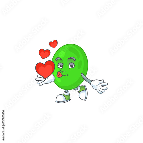 A gorgeous caricature design of cocci with red hearts