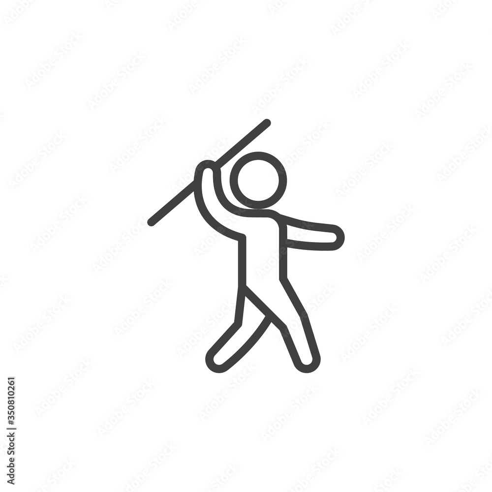 Javelin thrower line icon. linear style sign for mobile concept and web design. Man throwing a spear outline vector icon. Symbol, logo illustration. Vector graphics Javelin thrower line icon. linear style sign for mobile concept and web design. Man throwing a spear outline vector icon. Symbol, logo illustration. Vector graphics