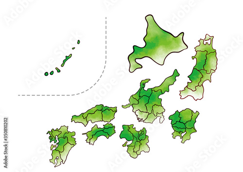 水彩の日本地図
