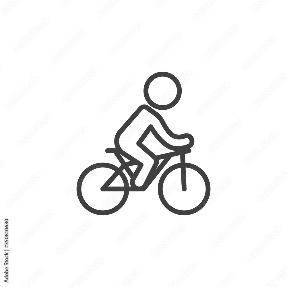 Bicycle ride line icon. linear style sign for mobile concept and web design. Man riding bike outline vector icon. Symbol, logo illustration. Vector graphics Bicycle ride line icon. linear style sign for mobile concept and web design. Man riding bike outline vector icon. Symbol, logo illustration. Vector graphics
