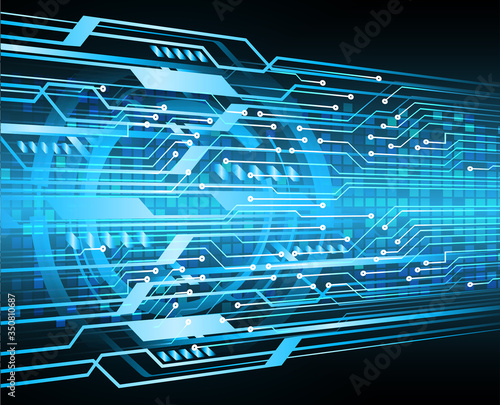 Blue cyber circuit future technology concept background