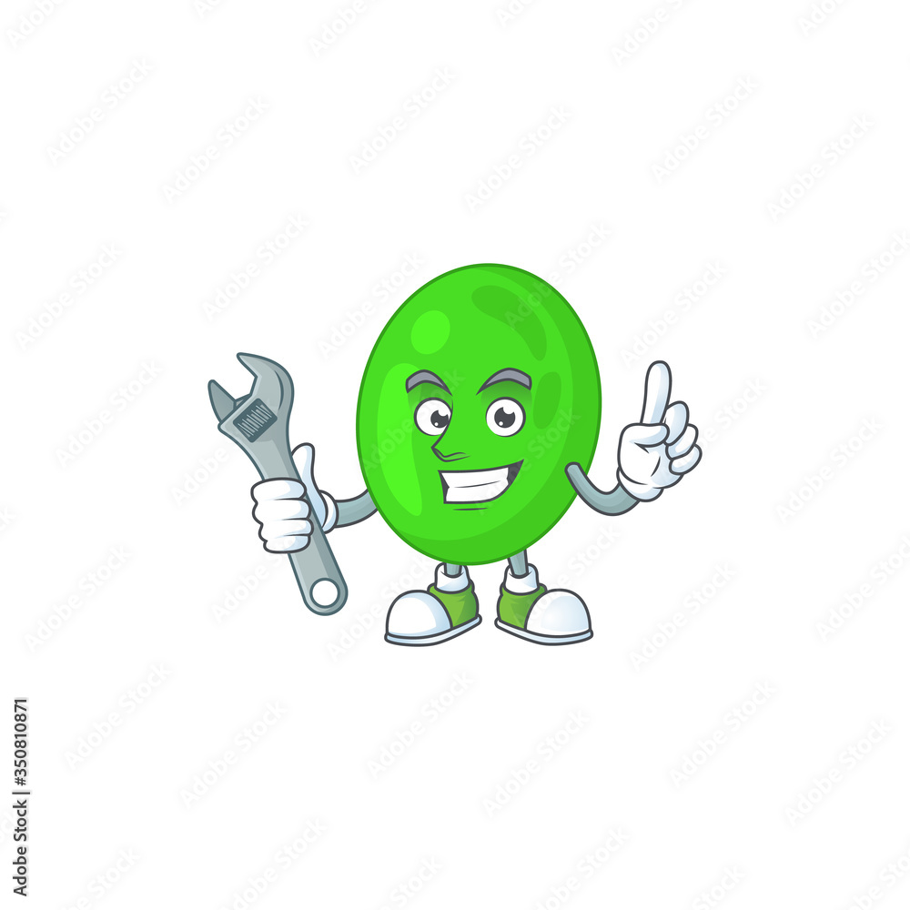 A smart mechanic cocci cartoon mascot design fix a broken machine A smart mechanic cocci cartoon mascot design fix a broken machine