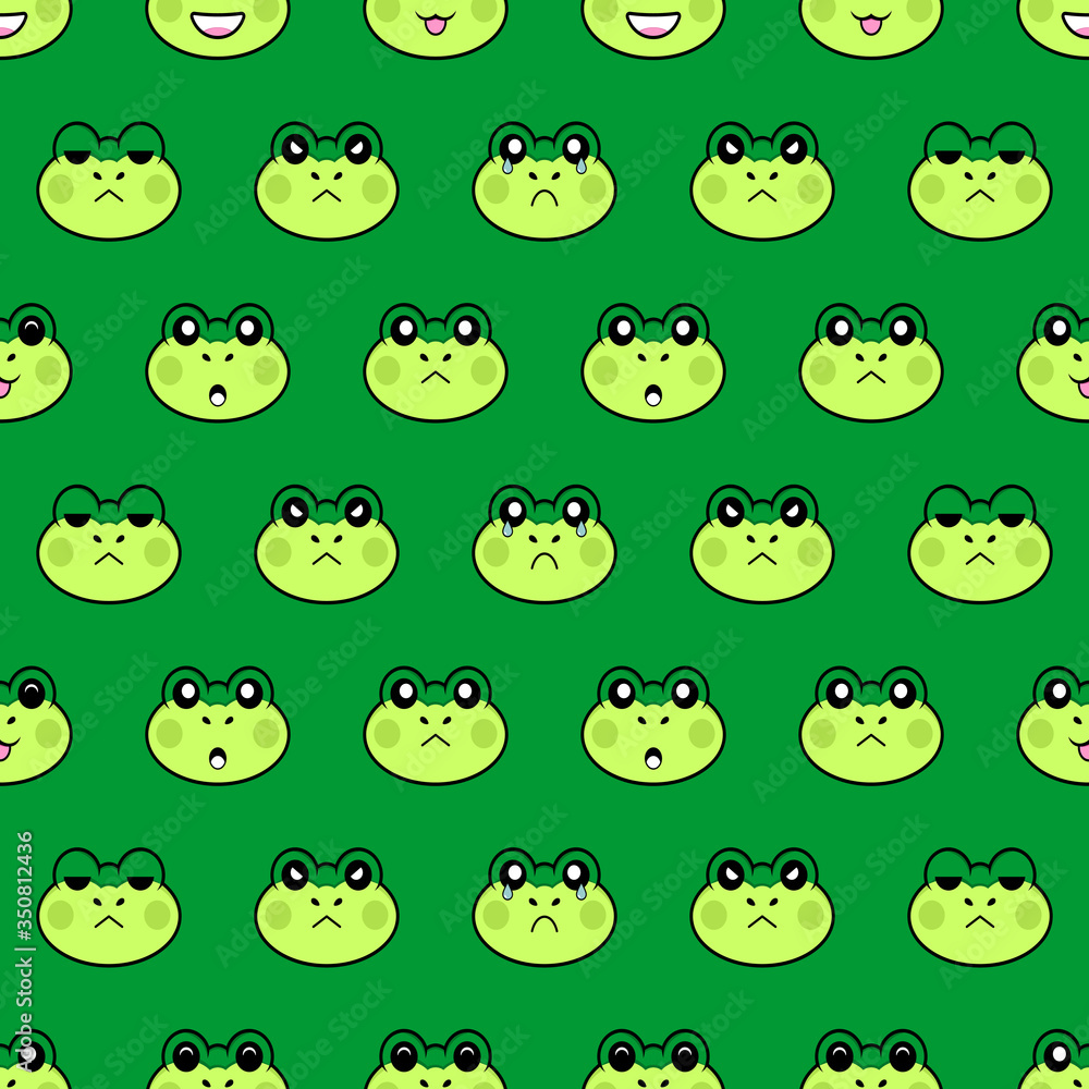 Frog Pattern Seamless Design with Green Background Frog Pattern Seamless Design with Green Background