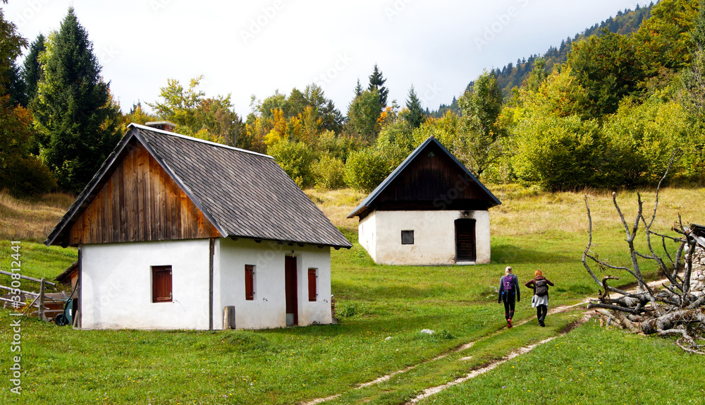 Trek around Bohinjsko lake Slovenia in autumn.