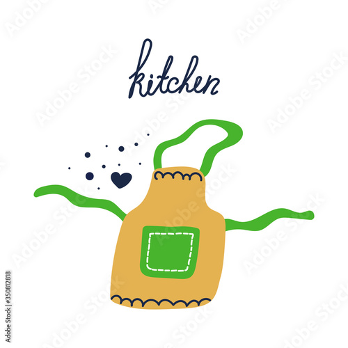 Hand drawn kitchen apron. Cute flat vector illustration.