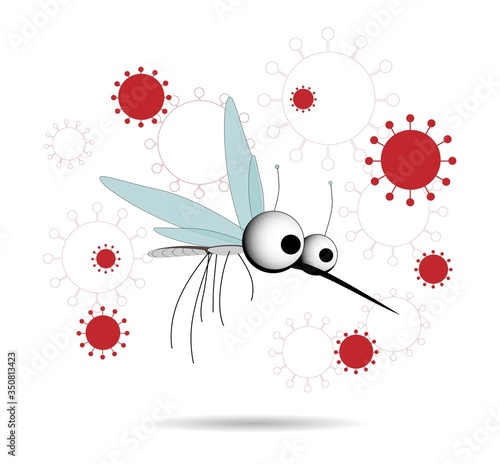 Mosquitoes are carriers of infections. Winged insects. Insect mosquito, mosquito and pest illustration for oil repellent, spray and ad patches, poster. Flying mosquitoes flock in the promo