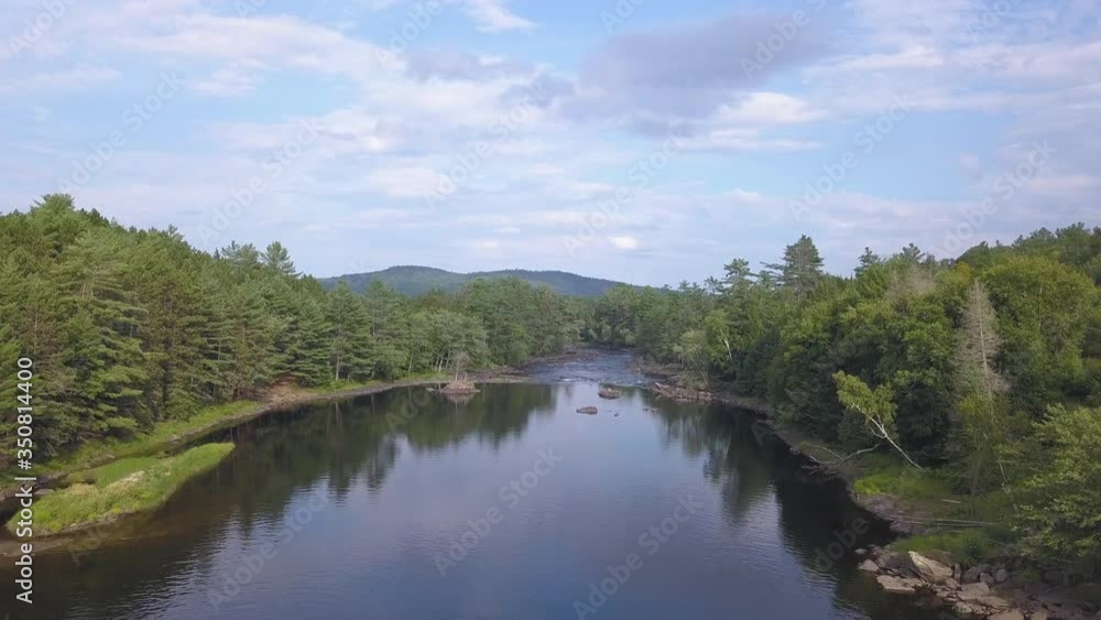 Beautiful aerial view of the Madawaska River in Algonquin Park, Canada. Drone shot, boom up reveal, tilt down. Beautiful aerial view of the Madawaska River in Algonquin Park, Canada. Drone shot, boom up reveal, tilt down.
