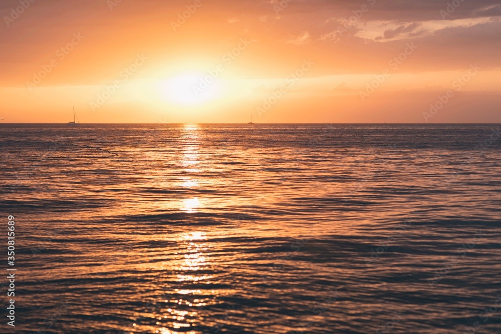 Sunset in adriatic sea Lanterna Croatia