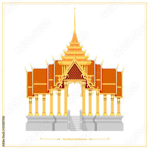 Thai traditional architecture Used for royal palaces and temples Is a golden pavilion in the castle style