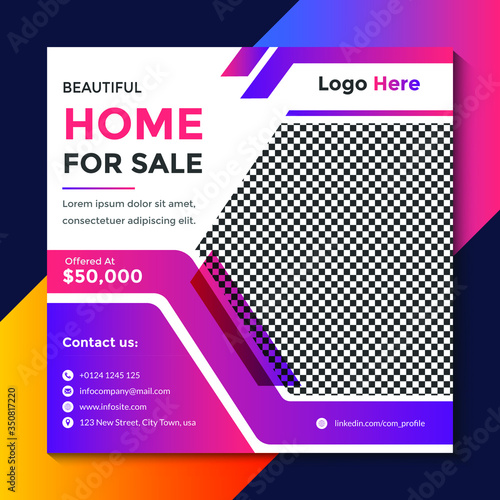 Beautiful Home for sale social media post template