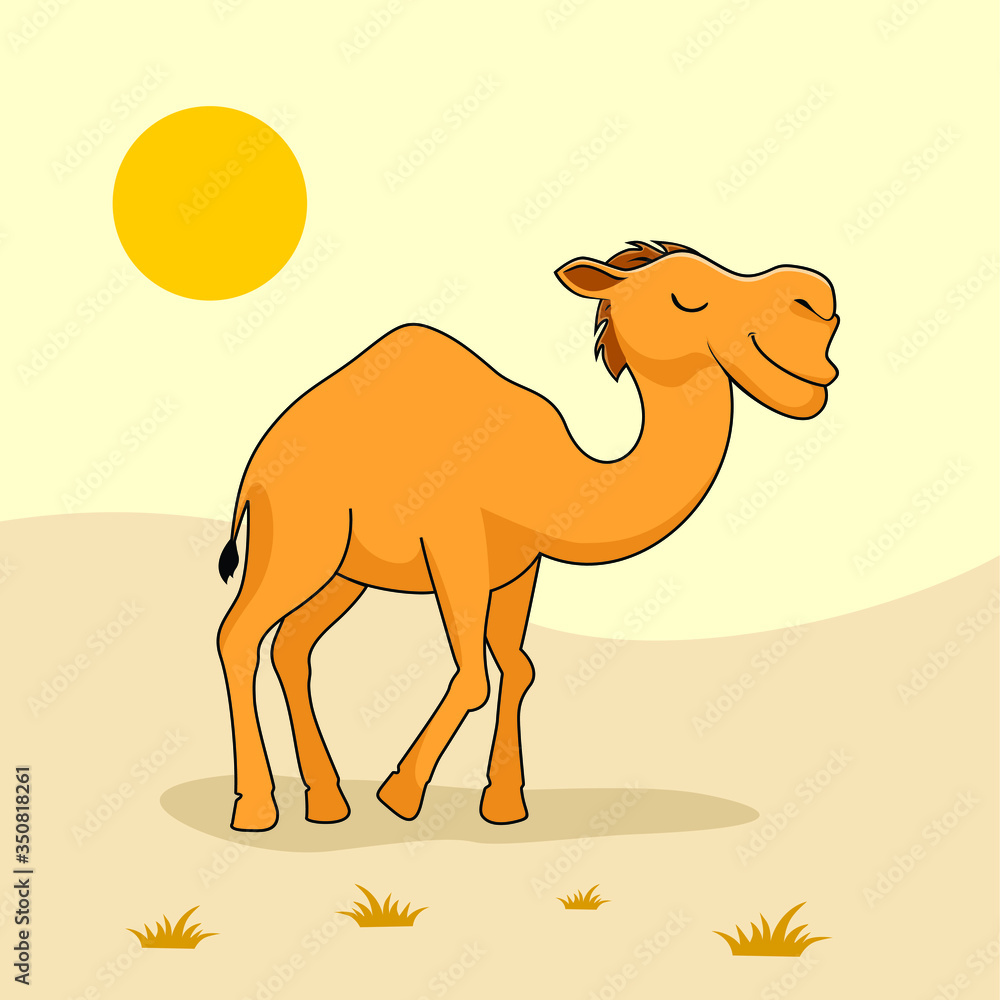 Camel Cartoon Animals in Desert Stock Vector | Adobe Stock