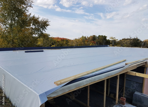 Принти на полотні Waterproofing and insulation at construction site