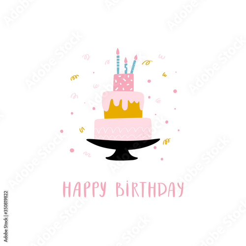 Birthday card template with cake
