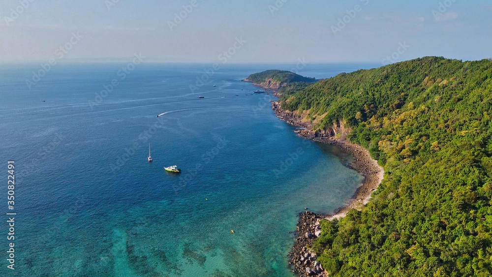 Amazing aerial view of Loh Lana Bay in Phi Phi Don, Thailand Amazing aerial view of Loh Lana Bay in Phi Phi Don, Thailand
