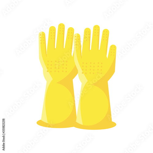 cleaning gloves on white background