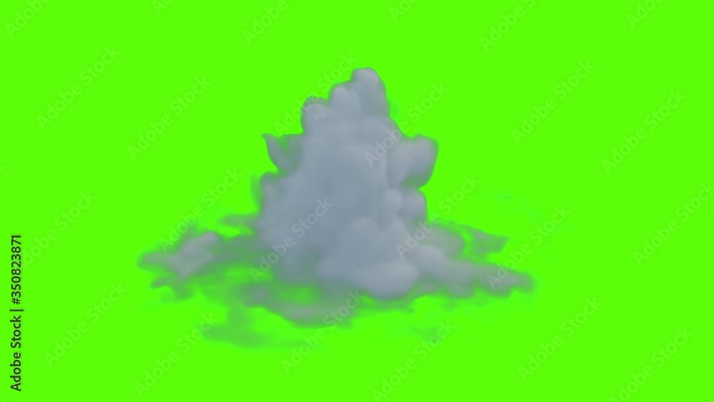 4K Looped Bubbling Fog Smoke Powder Explosion Fluid Ink Particles Isolated On Green Screen