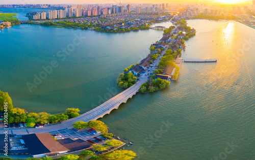 Aerial photos of ligongdi, Jinji Lake scenic spot, Suzhou City, Jiangsu Province, China © Weiming