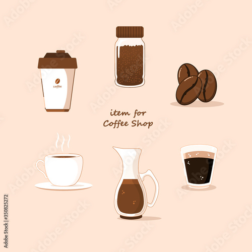 coffee collection flat vector