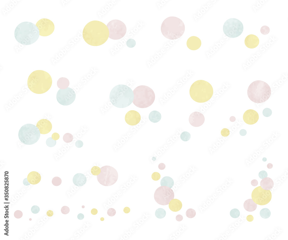 泡の水彩のイラストのセット/水玉/しずく 泡の水彩のイラストのセット/水玉/しずく