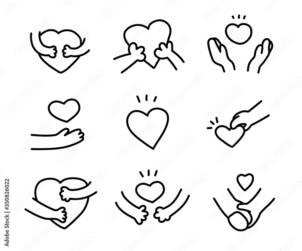 ハートと手のアイコンのセット イラスト やさしさ Stock Vector Adobe Stock ハートと手のアイコンのセット イラスト やさしさ Stock Vector Adobe Stock