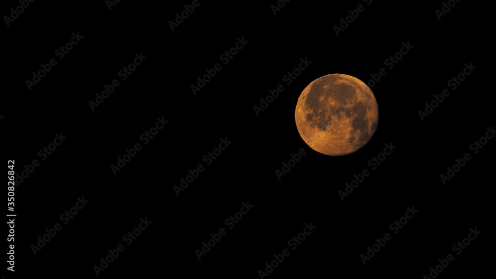 Obraz premium Ein Vollmond bei Nacht auf schwarzem Hintergrund.