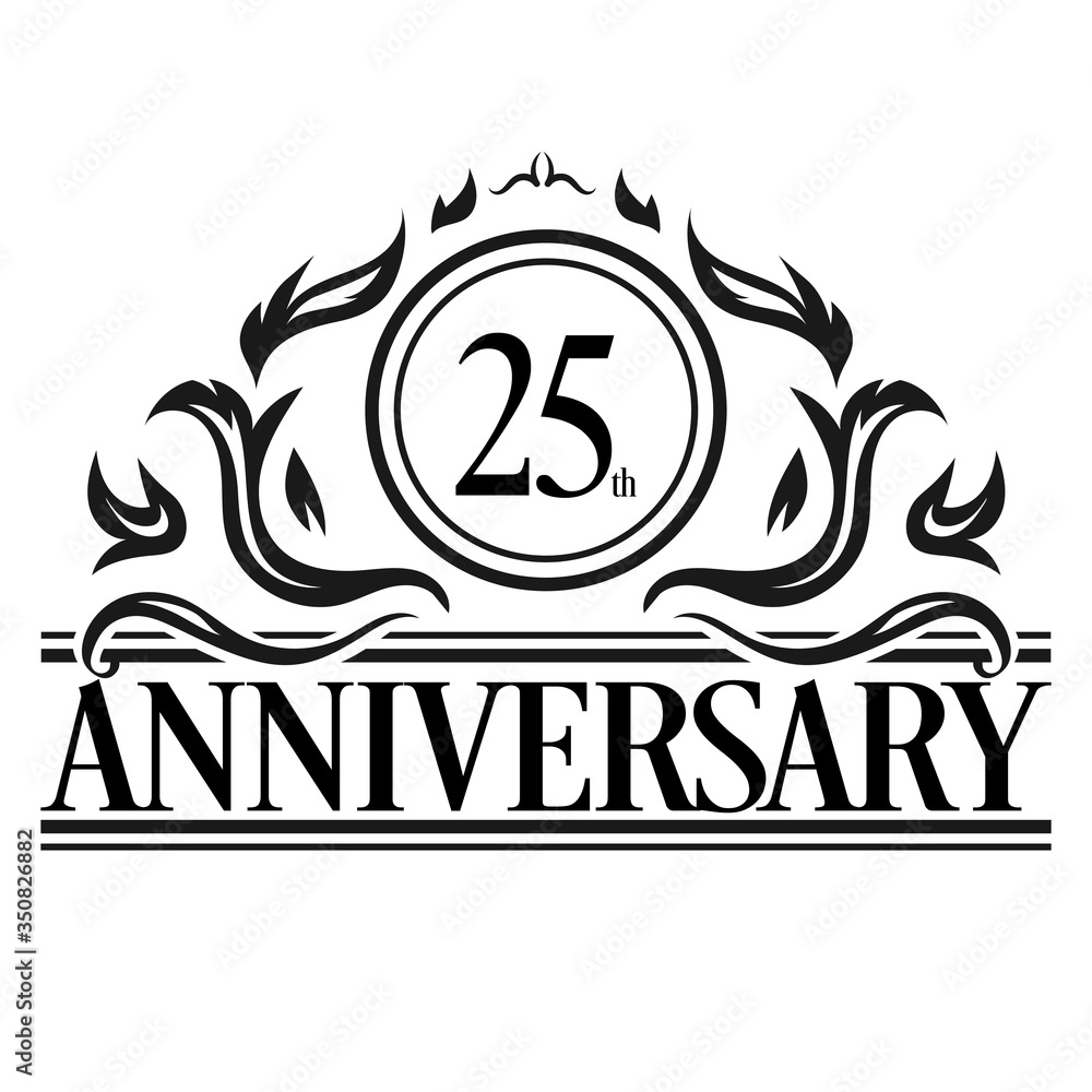 Luxury 25th anniversary Logo illustration vector