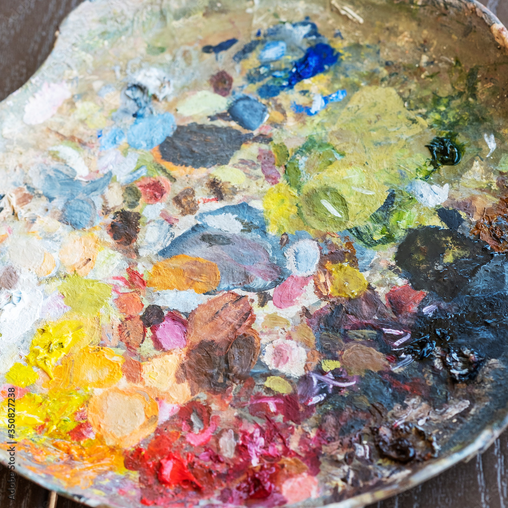Artist's palette abstract oil paint spots