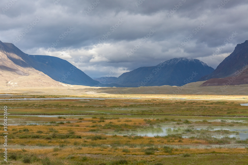 Typical view of Mongolian landscape. Mongolia steppe, Mongolian Altai Typical view of Mongolian landscape. Mongolia steppe, Mongolian Altai