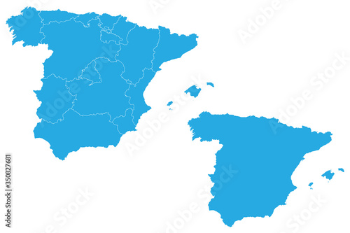 Map - Spain Couple Set   Map of Spain Vector illustration eps 10.
