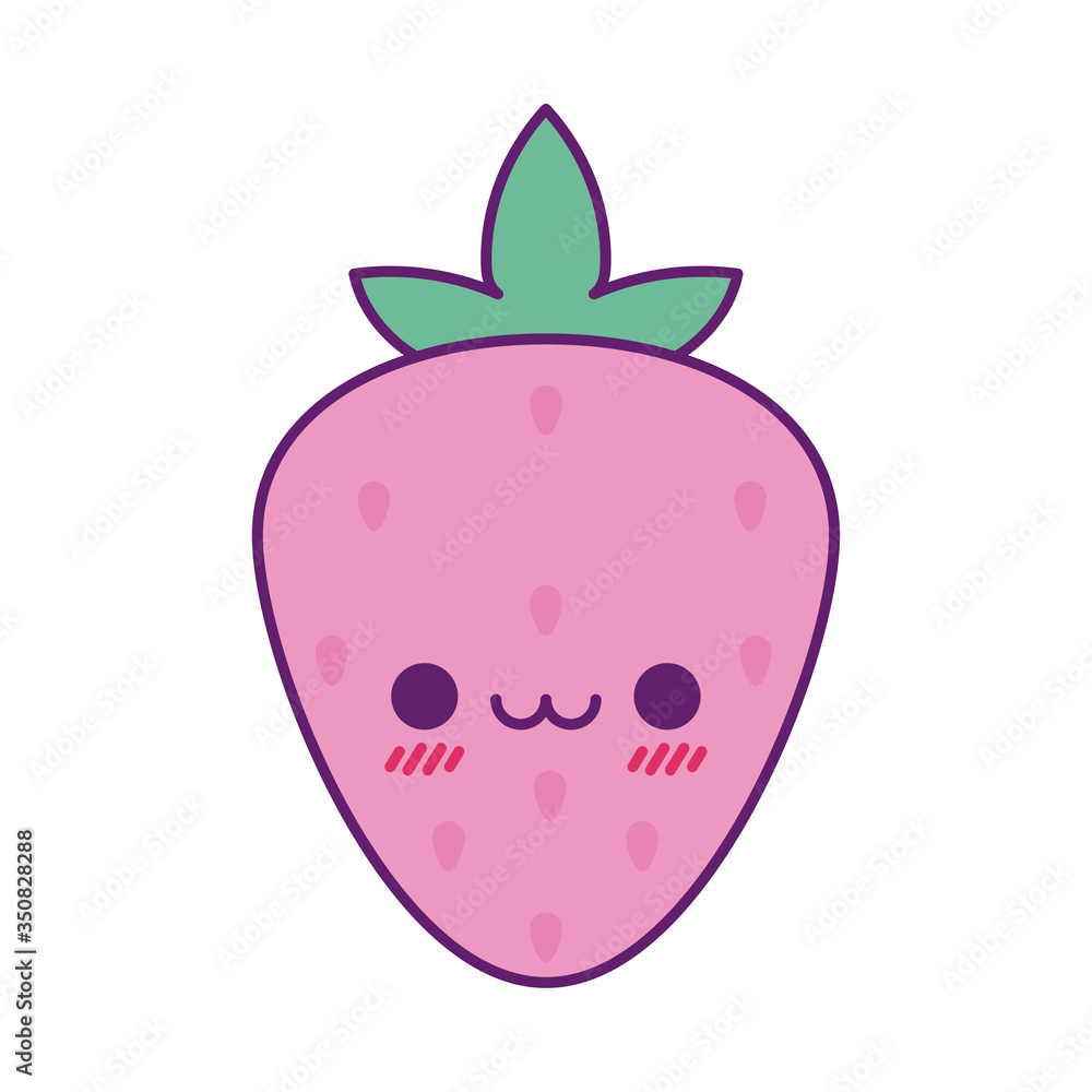 Kawaii strawberry cartoon line and fill style icon vector design Kawaii strawberry cartoon line and fill style icon vector design