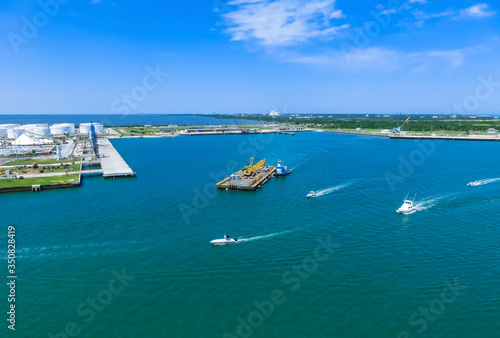 Fototapeta Naklejka Na Ścianę i Meble -  Cape Canaveral, USA. The arial view of port Canaveral from cruise ship