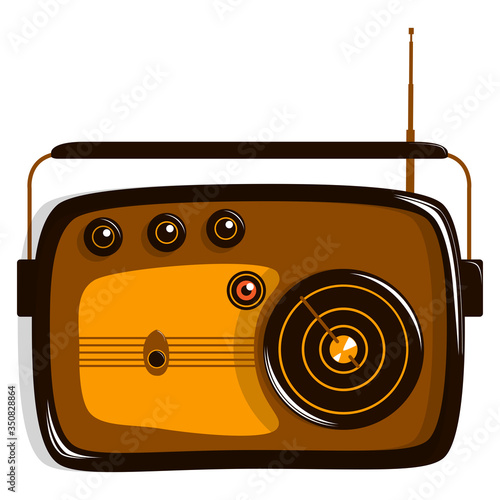 Radio model retro. Flat vector illustration. Isolated on white.