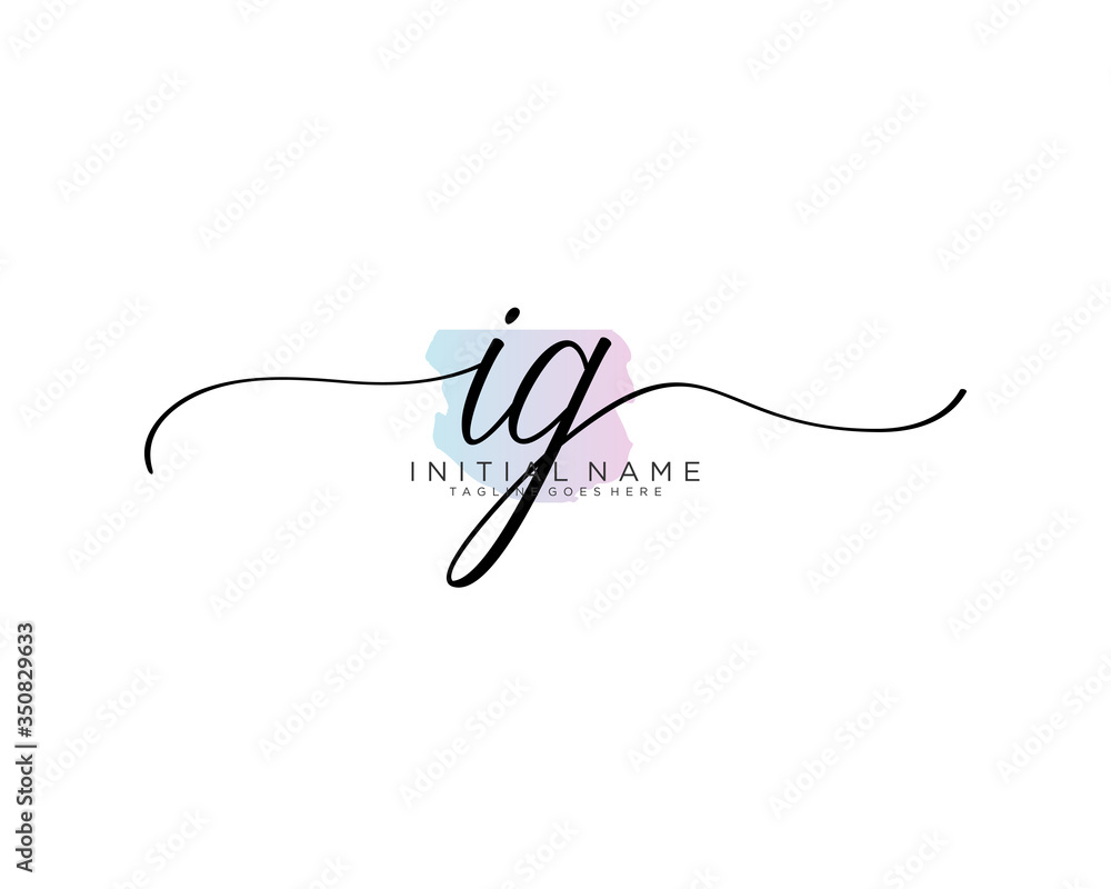 IG Initial handwriting logo vector IG Initial handwriting logo vector