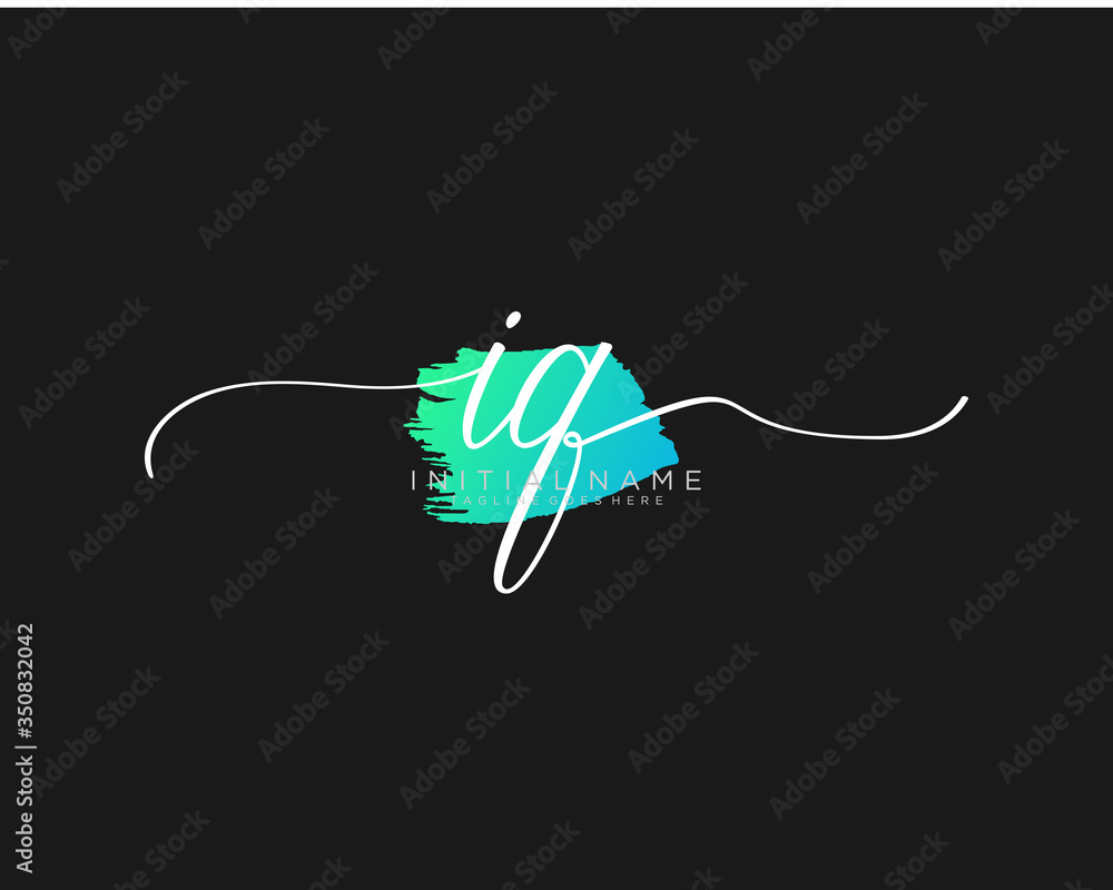 Fototapeta premium IQ Initial handwriting logo vector