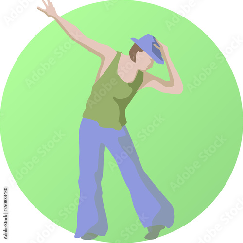 A dancer with a hat is dancing fashionably