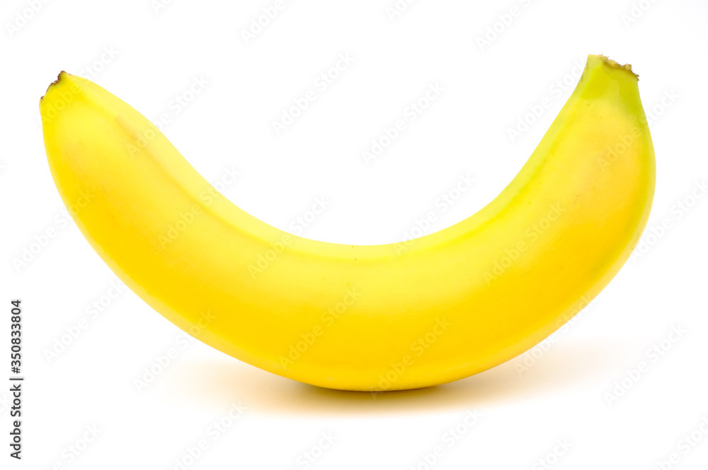 Soft focus of single banana isolated on white background with clipping path.