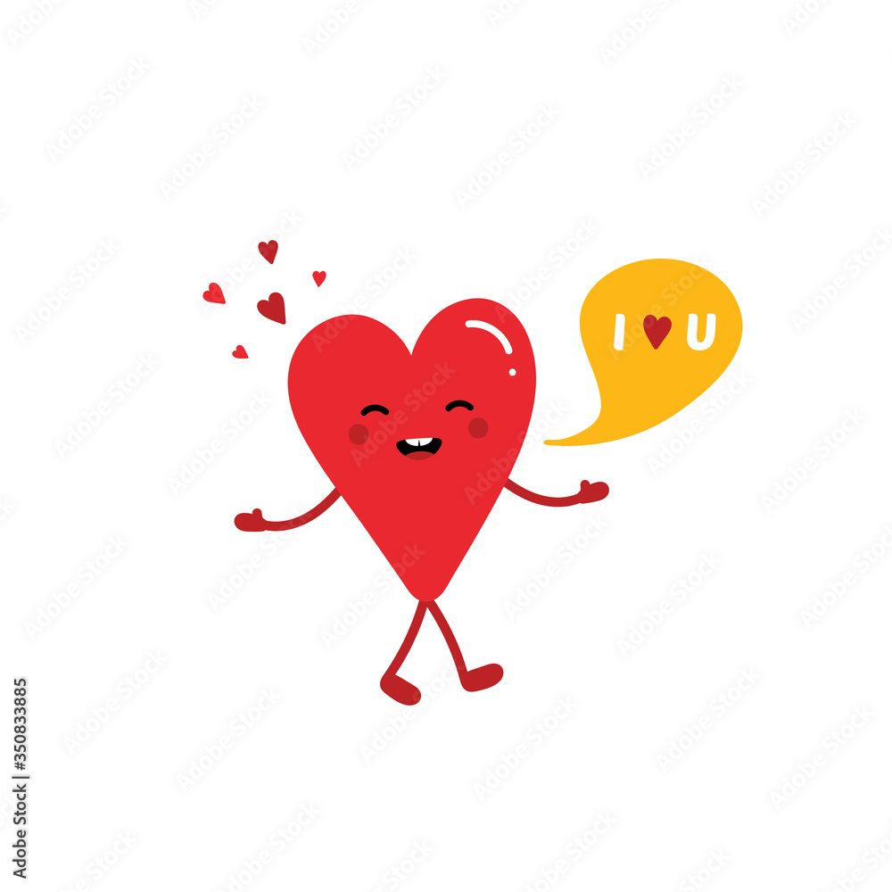 Cute cartoon style vector heart character with speech bubble, talking, saying i love you. Valentines Day character.
Cute cartoon style vector heart character with speech bubble, talking, saying i love you. Valentines Day character.