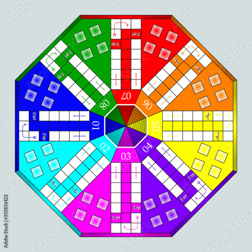 Eight Players ludo board game - More fun illustration sample for evergreen board game - Ready to print vector design