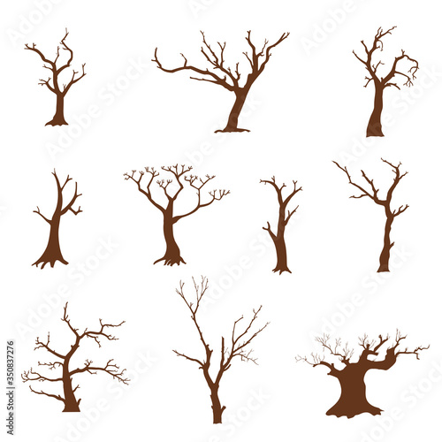 Vector Set of Silhouettes of Trees