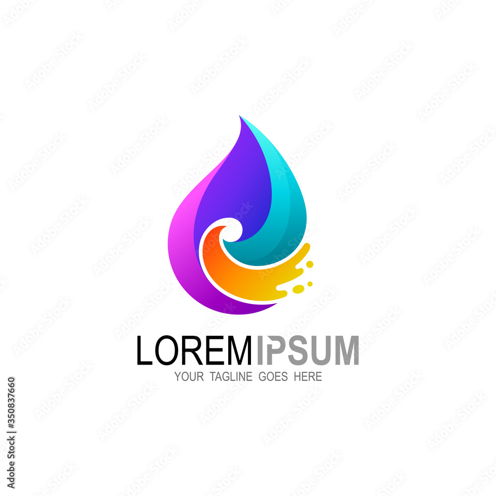 Water drop logo with colorful design template, Oil icons Water drop logo with colorful design template, Oil icons
