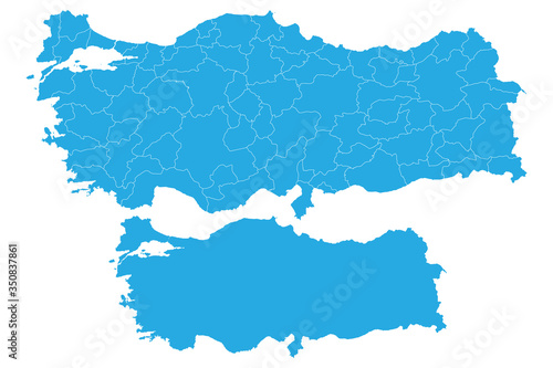 Map - Turkey Couple Set   Map of Turkey Vector illustration eps 10.