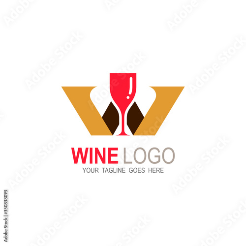 Wine logo  Letter W and wine logo design template vector illustration 
