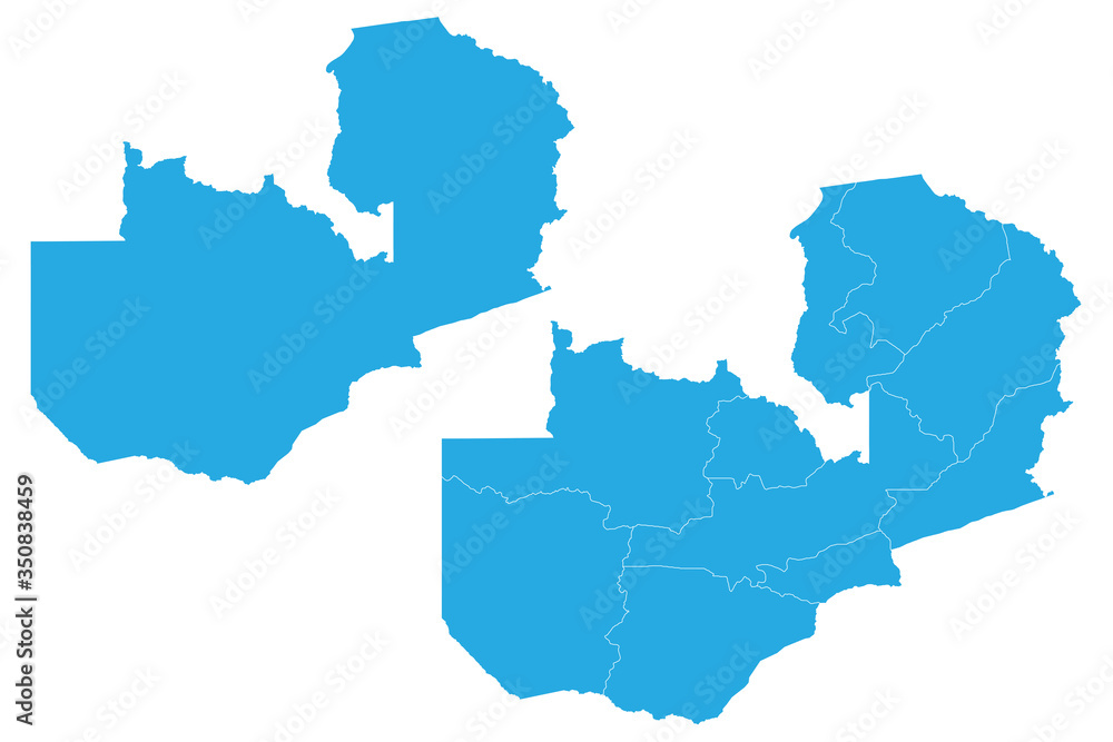 Fototapeta premium Map - Zambia Couple Set , Map of Zambia,Vector illustration eps 10.