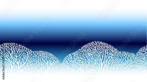 Corals and sea vector seamless pattern. Underwater background.