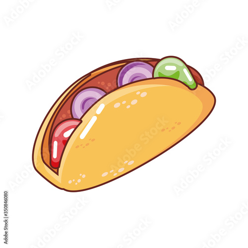 delicious taco on white background