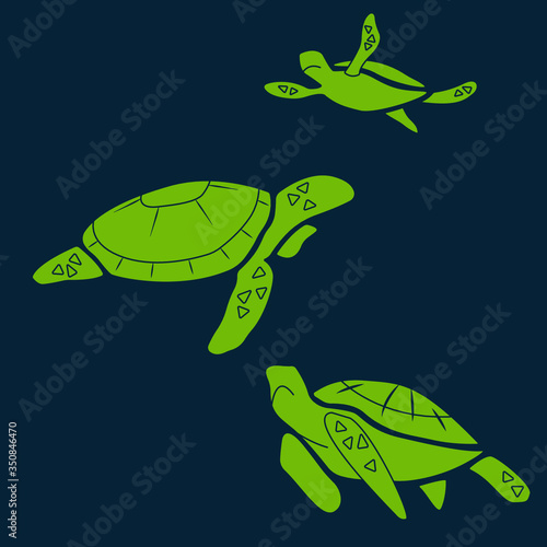 Vector illustration with sea animals