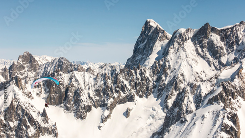 Paraglider in Mer de Glace, Chamonix